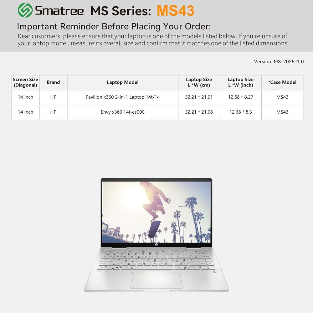 MS43 Hard EVA Case with Stand for 14" HP Pavilion x360 14t-ek1000 — view 3