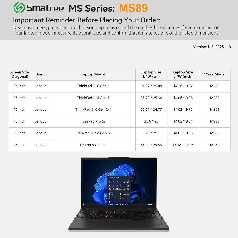 MS89 Hard EVA Sleeve with Stand for 16" Lenovo ThinkBook 16 Gen 8 — view 3