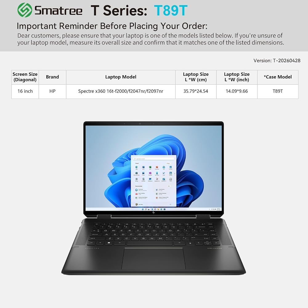 T89T Hard Protective 16 inch Case for HP Spectre x360 16t-f2000 — view 3
