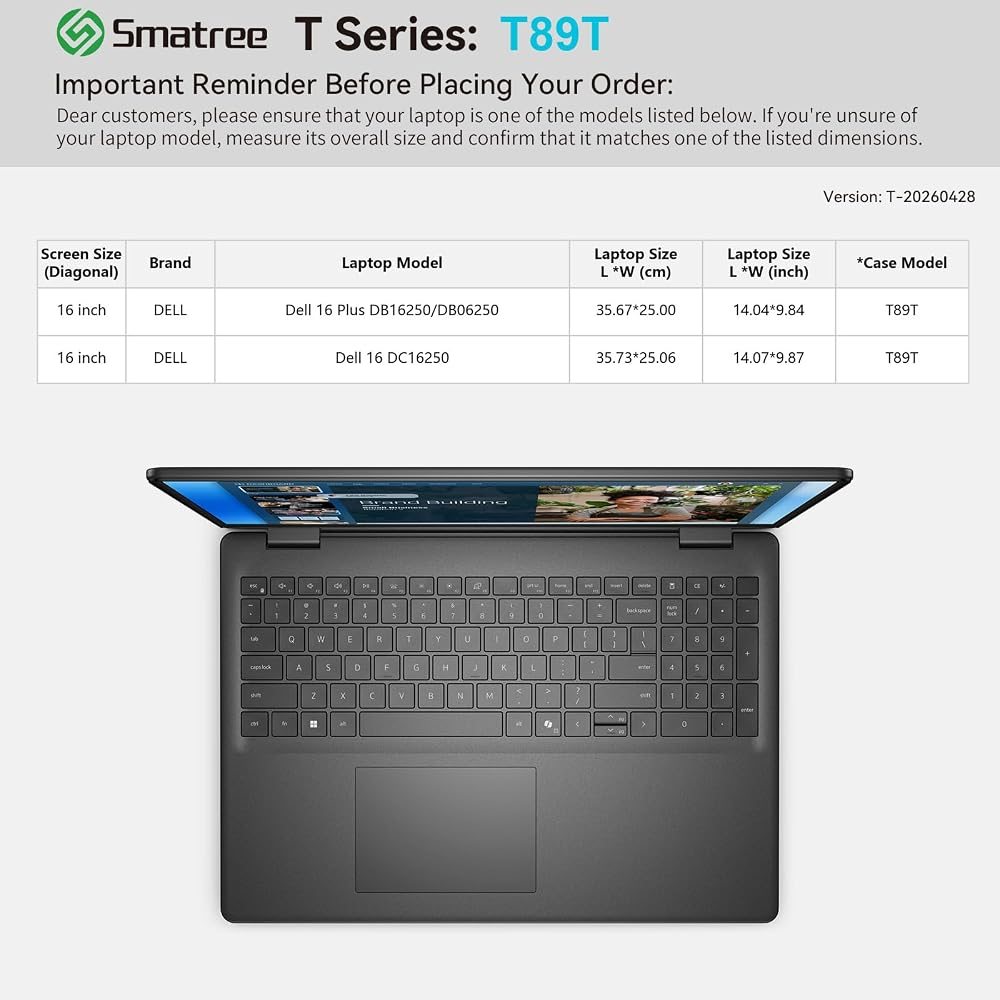 T89T Hard Protective 16 inch Laptop Case for Dell 16 Plus DB16250 — view 3