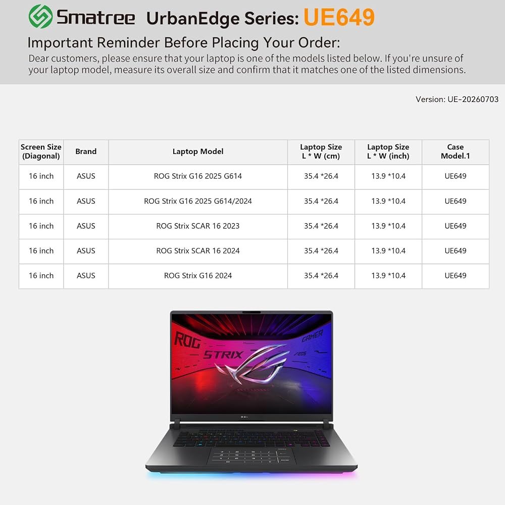 Urbanedge Laptop Case for 16 inch ASUS ROG Strix G16 2025 — view 3